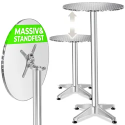 tectake® Aluminium-Bistrotisch, wetterfest, klappbar, Zementsockel, Belastbarkeit 60 kg, höhenverstellbare Kunststofffüße