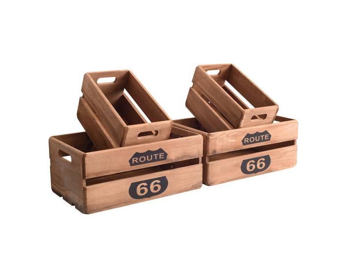 Mobili Rebecca Holzkisten Set, 4 pieces Braun 22/35/15 cm, Holz, 22x15x35 cm, Dekoration, Dekofiguren & Skulpturen, Dekoobjekte