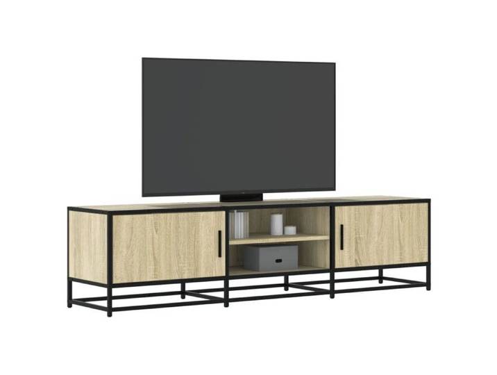 Meuble TV chêne sonoma 160x35x41 cm bois d'ingénierie et métal banc TV meuble hifi centre de divertissement 848845