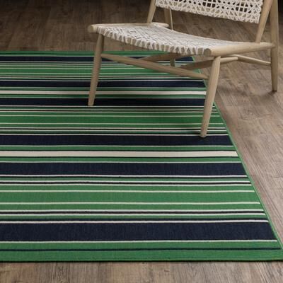 Style Haven Harlowe Preppy Stripe Green/ Navy Area Rug