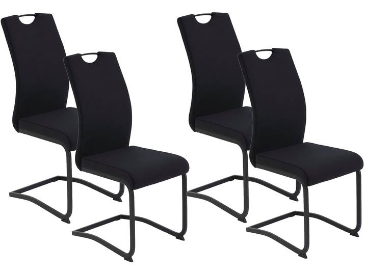 Freischwinger HELA RIGA II , schwarz (schwarz, schwarz, schwarz, schwarz), B:43cm H:100cm T:58cm, Metall, Polyester, Stoff, Stühle, Freischwinger, Freischwinger,Vierkantrohrgestell,mit Griff,Samt Cordoptik