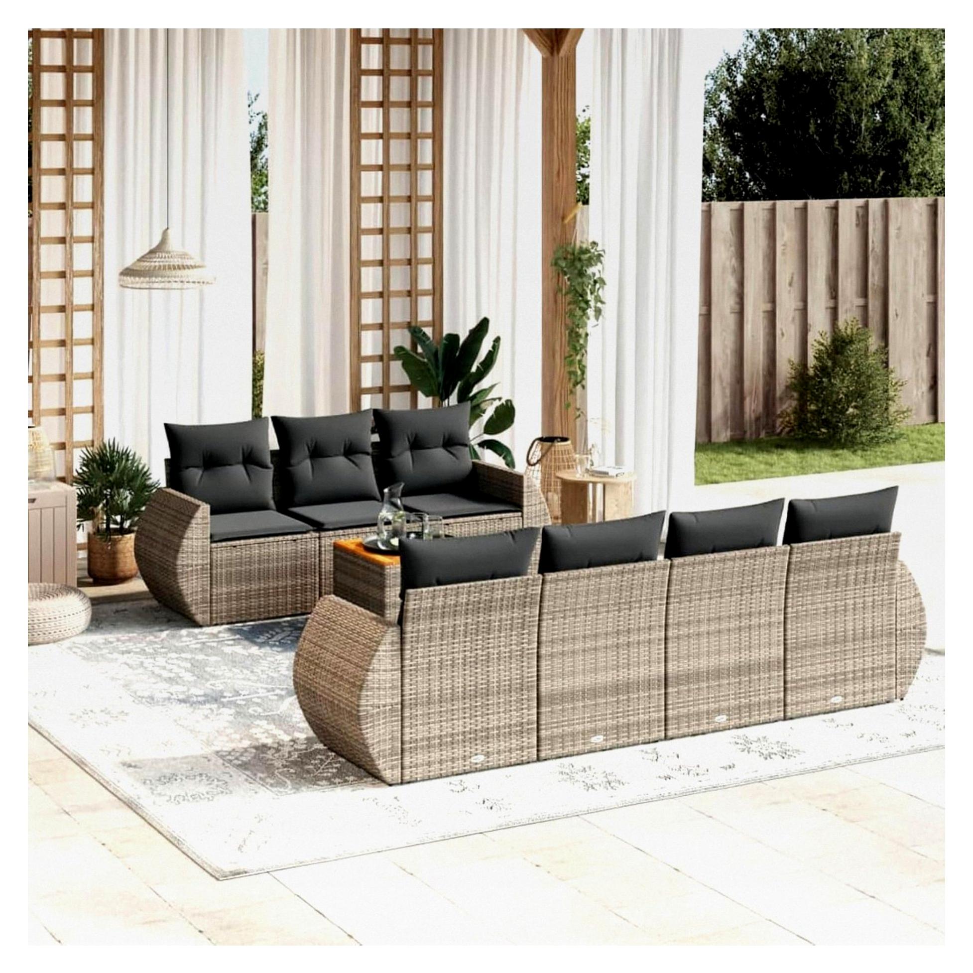 Gartenlounge mit Stauraum, Rattan Sofa, Outdoor Ecklounge, Terrassenmöbel