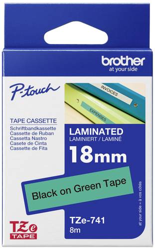 Brother TZe TZe-741 Bandfarbe: Grün Schriftfarbe:Schwarz 18 mm 8 m