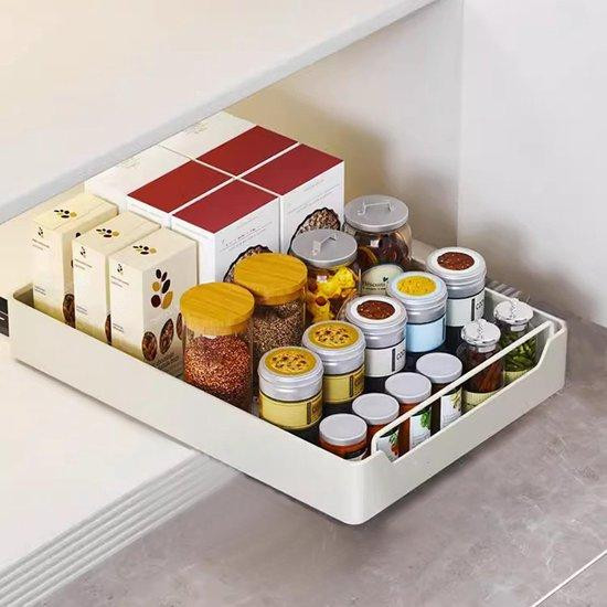 Unyqoos Uittrekbare ladeorganizer wit – Telescopisch en verstelbaar voor keuken en badkamer