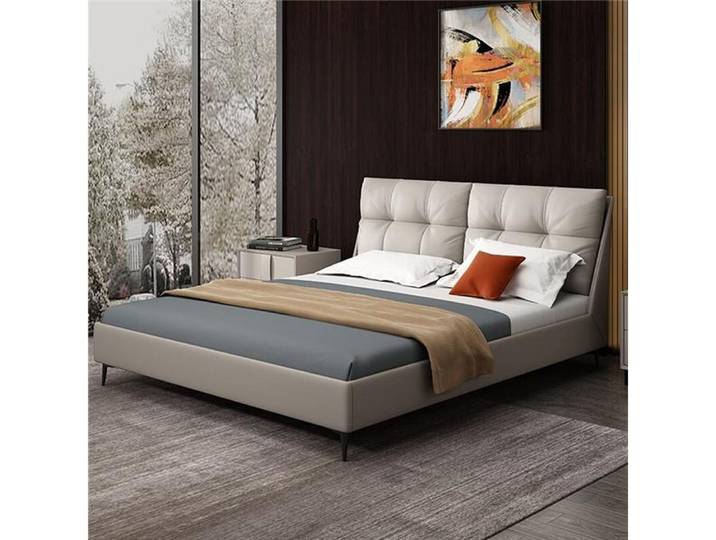 JVmoebel Polsterbett Luxusbett aus samtigem Leder in sanfter Brauner Farbgebung, Made in Europa
