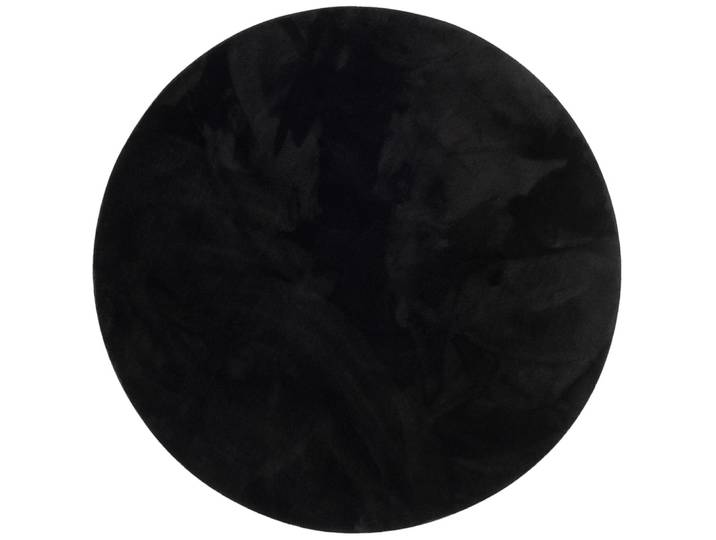 Tapis en fausse fourrure rond uni noir 160x160 cm