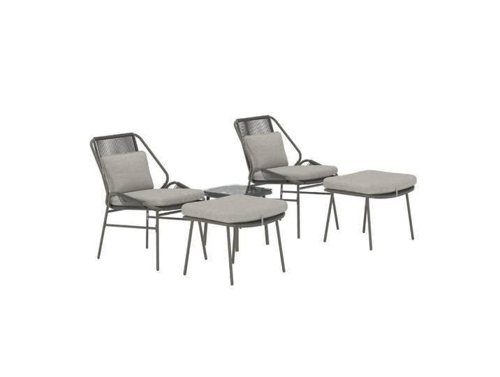 ebuy24 Lounge-Set, Zakynthos, Braun, Stahl, 45 x 45 x 45 cm, 5-teilig, Metall, Gartenmöbel, Gartengarnituren, Gartenmöbel-Sets