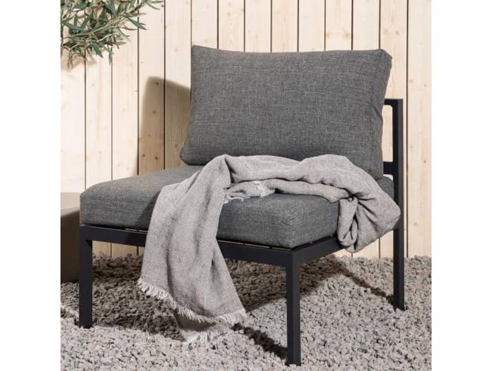 home24 Loungesessel Metall 74 x 70 x 65 cm für draußen geeignet, wasserfeste Kissen