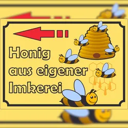 HB-Druck Werbeaufkleber Aufkleber Honig mit Pfeil nach links A0 (841x1189mm)