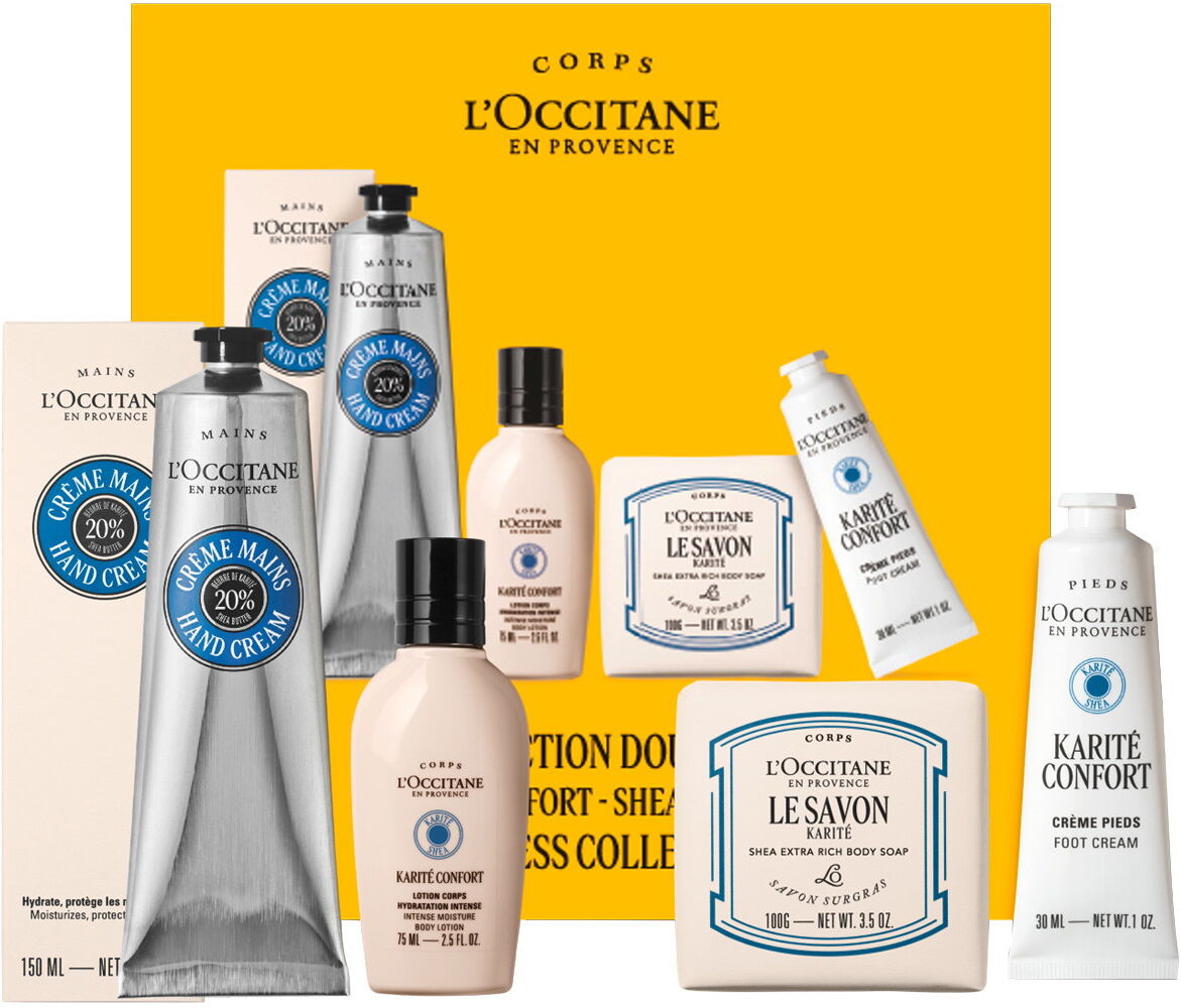 L'Occitane Karité Confort Set (Handcreme 150ml + Lotion 75ml + Seife 10g + Fußcreme 30ml)