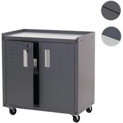 Rollschrank HWC-O52, Werkstattwagen Rollwagen, abschließbar Rollen 2 Staufächer Stahl 80x77x50cm ~ dunkelgrau