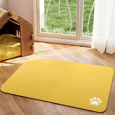 Happy Pet Pantry Non Slip Dog Cat Placemat, Messy Drinkers Mat For Food & Water Bowls, Fast Drying yellow m