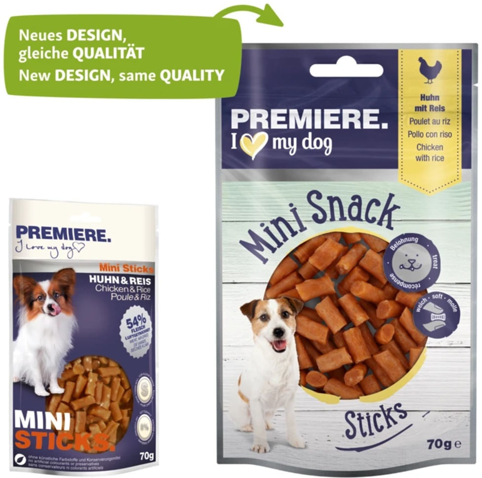 Premiere Dog Mini Snack Sticks 70G POLLO CON RISO
