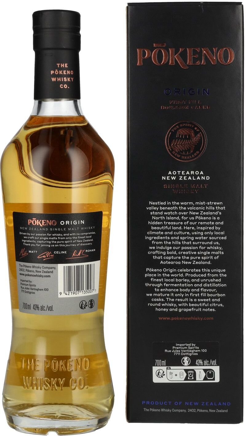 Pōkeno Origin Aotearoa New Zealand Single Malt Whisky 43% Vol. 0,7l in Geschenkbox