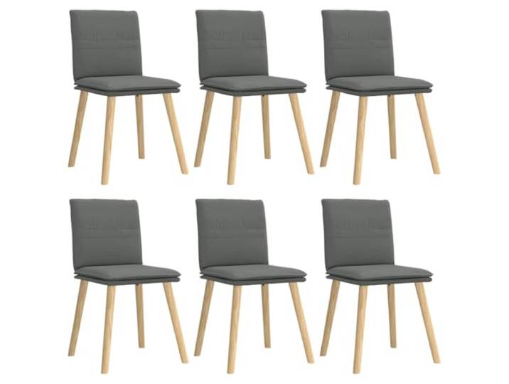 KGHERMDF 6er Set Esszimmerstühle Dunkelgrau Stoff Atmungsaktiv, Langlebig, Metall-Holz-Gestell, Dicke Polsterung, Esszimmer, Wohnzimmer