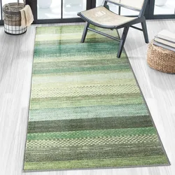 Floordirekt Teppich-Läufer auf Maß   Naxos   Grün-Blau