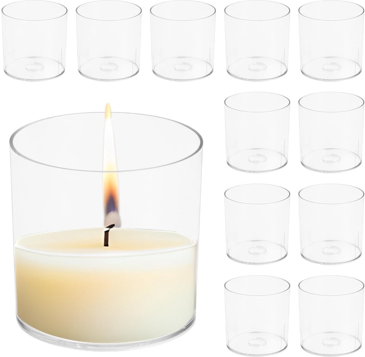 12 stuks transparante kunststof tealight kandelaars voor decoratie