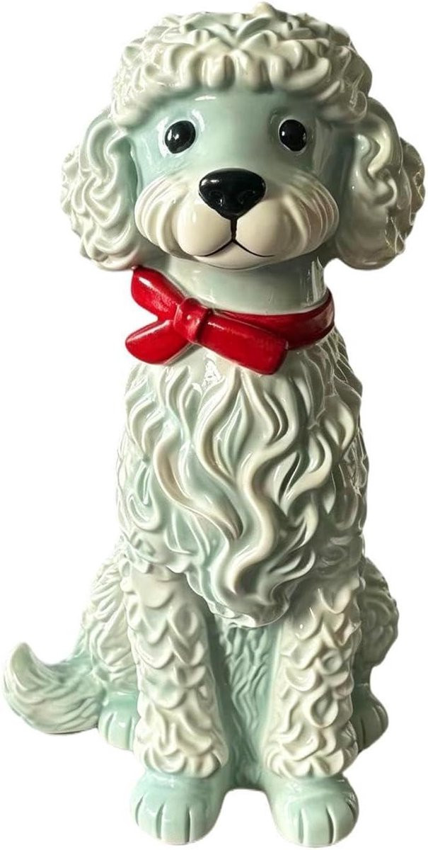 Blauwe Hondenvaas Decoratief Dieren Sculptuur B/D/H: 12 x 12 x 20 cm