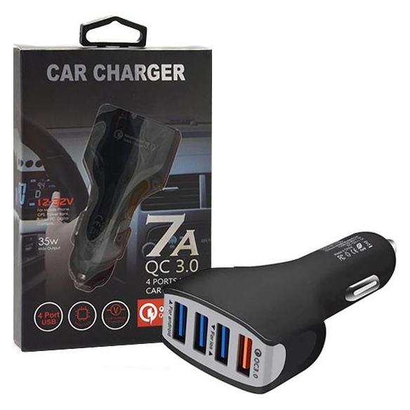 Vega CAR CHARGER 4 X USB 7A BLACK FASTON FAST CHARGER QUICK 4XUSB 3.0 3500mAh (Vega Faston 4xUSB czarna)