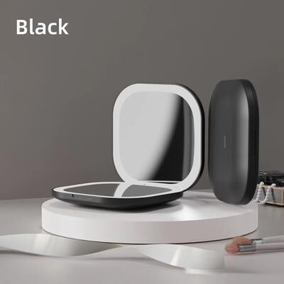 Uplifted Goods Precision Double Sided LED Folding Mirror Interface black