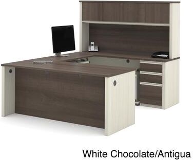 Bestar Prestige Plus 72W U-Shaped Executive Desk with 2 Pedestals and Hutch