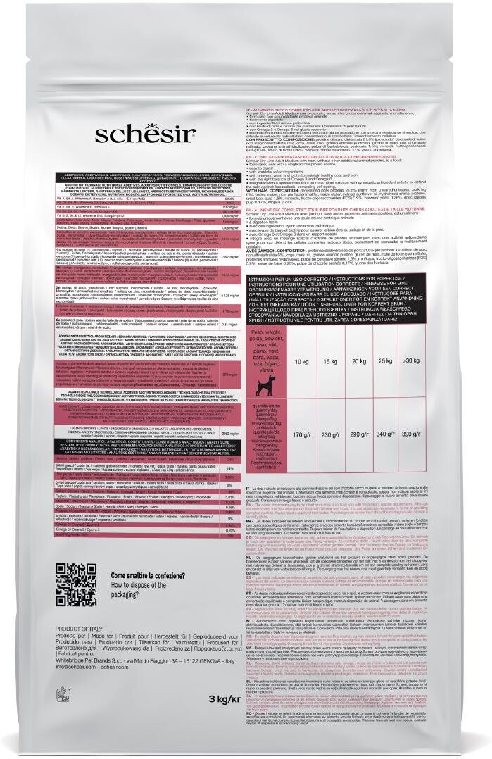Schesir Medium Adult Maintenance con prosciutto 3KG