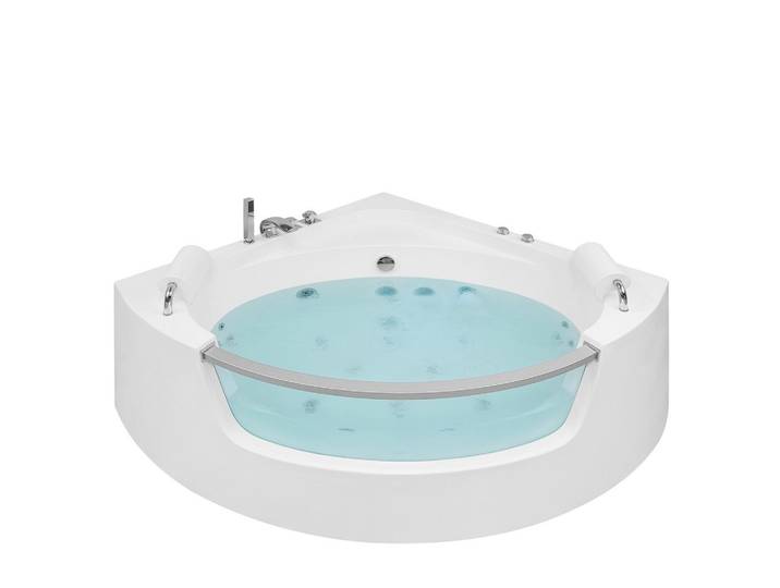 WHIRLPOOL-BADEWANNE mit LED 150x201x57 cm weiß Mangle
