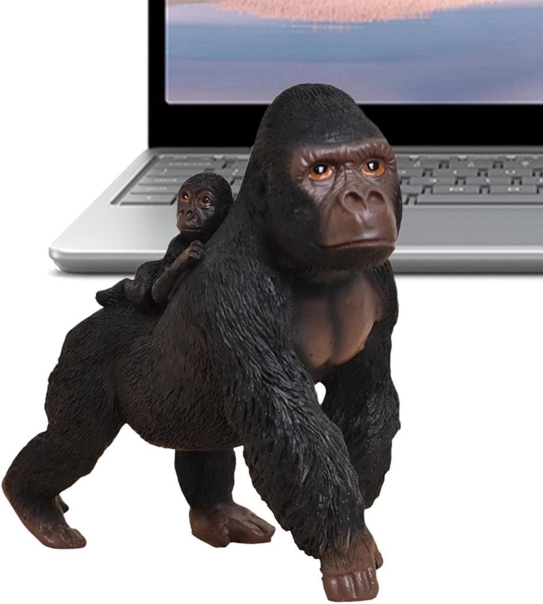 Gorilla Beeldje Grijs - Realistisch Hars Sculptuur voor Decoratie - Hoogte: 165 cm