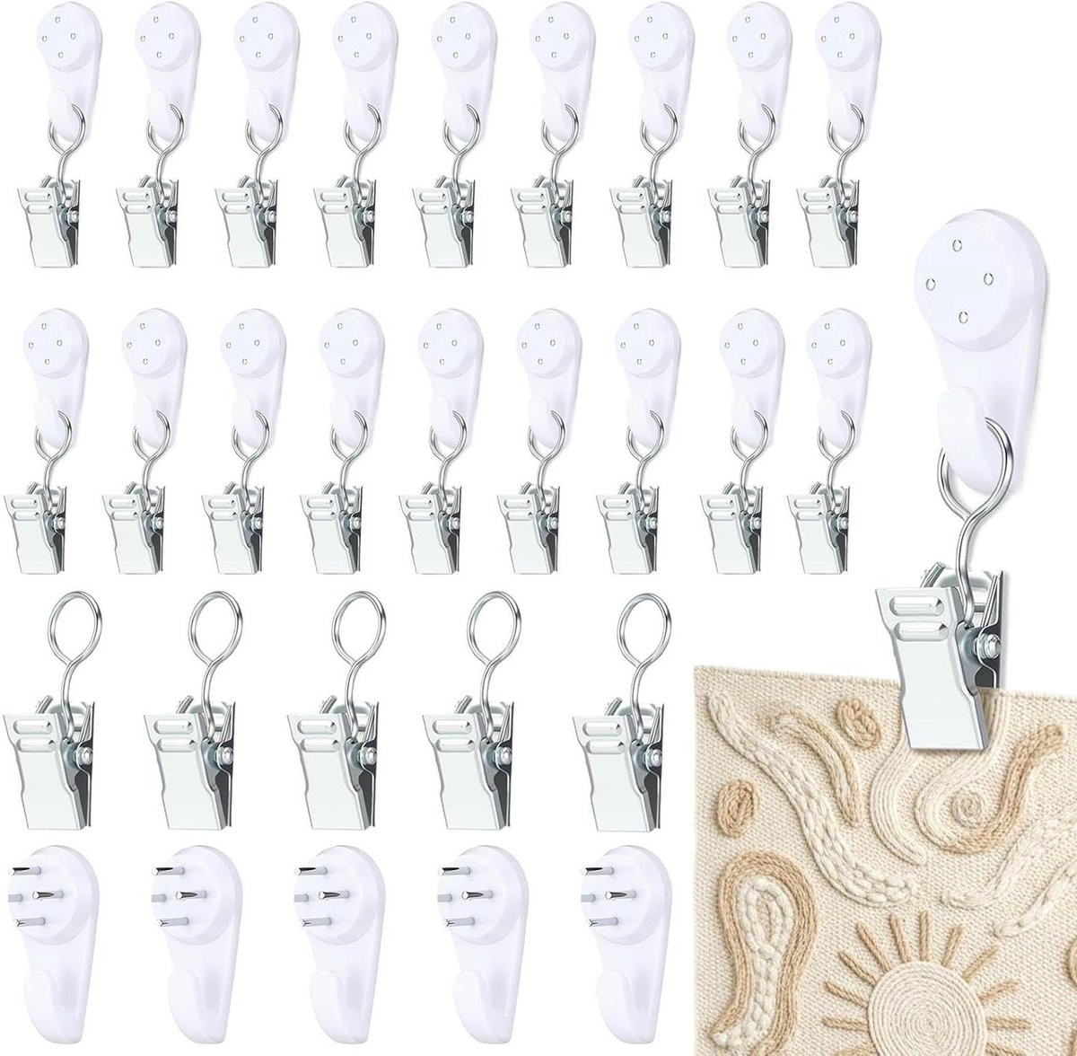 24 stuks Tapijthanger Muur Decoratie Clips Zwart