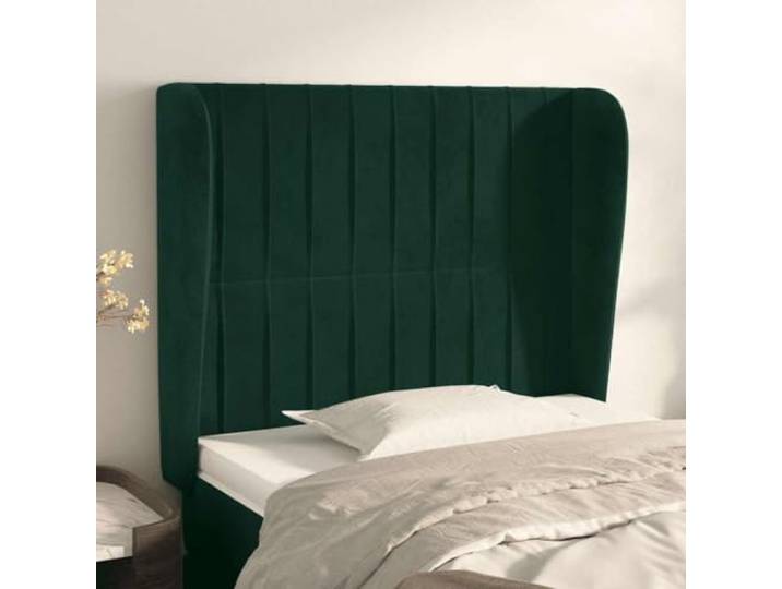 Kopfteil Ohrpolster Samt dunkelgrün 83x23x118/128 cm höhenverstellbar, Holzfüße, Rückenstütze zum Lesen und Fernsehen , Montage mit Anleitung