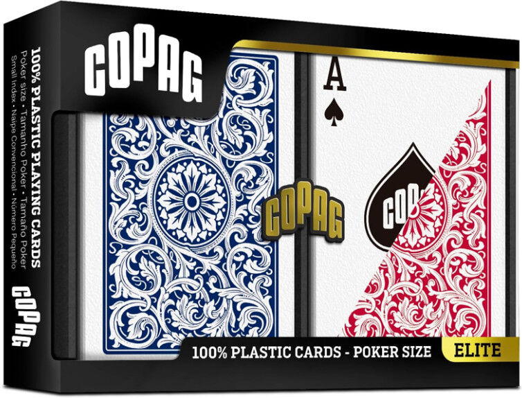 Boite 2 jeux de Cartes Poker Plastique Jumbo Index Bleu et Rouge - Copag