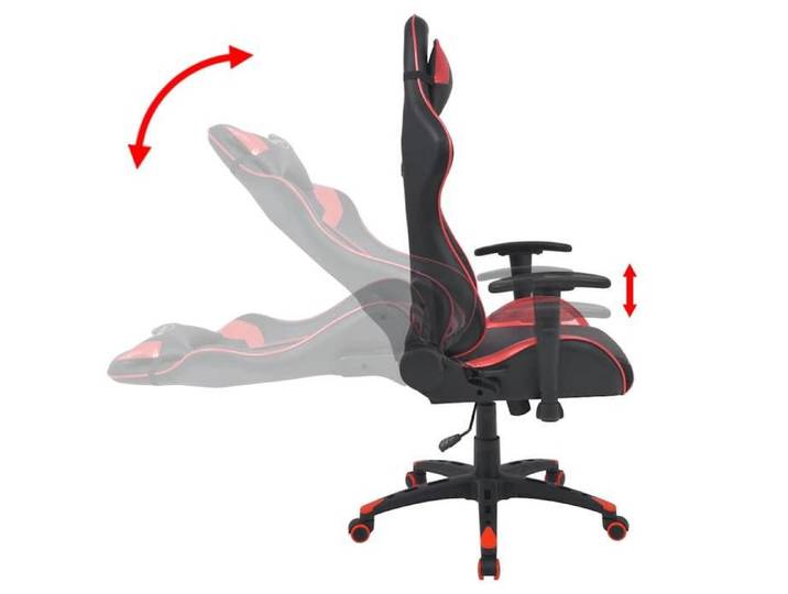 Chaise de bureau inclinable - - rouge et noir - similicuir - Inclinable - Pivot 360° - Roulettes 74260