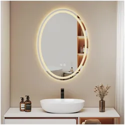 Emke, Spiegelschrank, Badspiegel mit Beleuchtung Φ60cm,Beschlagfrei, 3 Farbtemperaturen(3000K-6500K) und dimmbaren