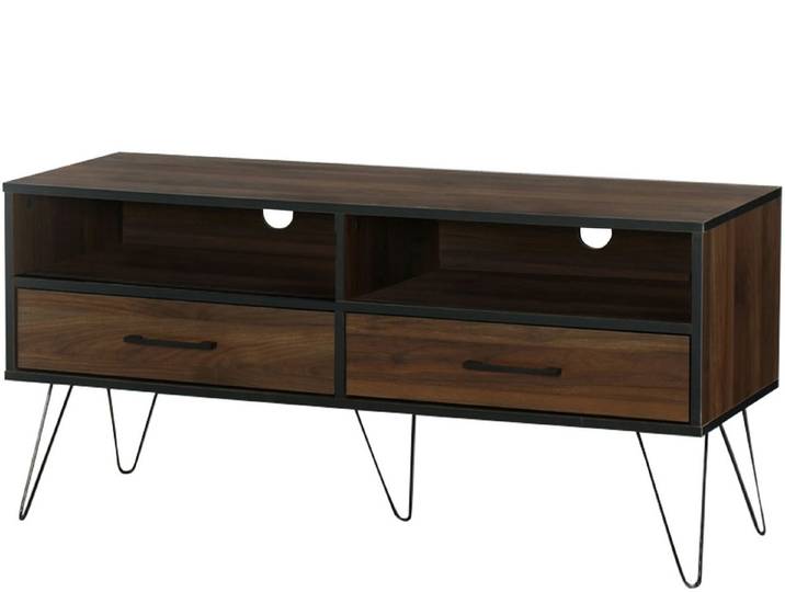 loft24 Lowboard Safira, TV-Schrank TV-Bank Fernsehschrank, 2 Schubladen, Haarnadel Beine