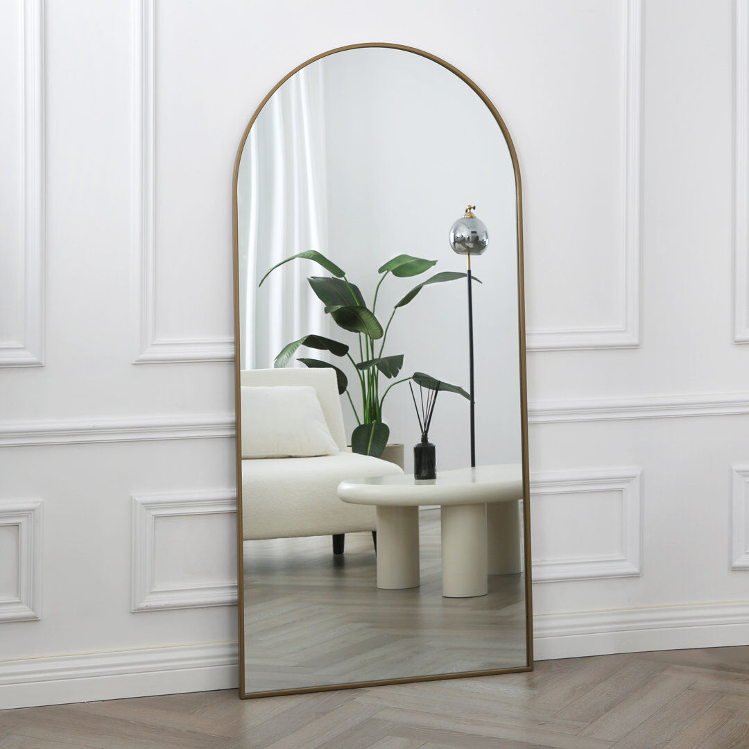 Fairmont Park Stoneridge Arch Leaning Full Length Mirror Gold 170cm H X 5cm D