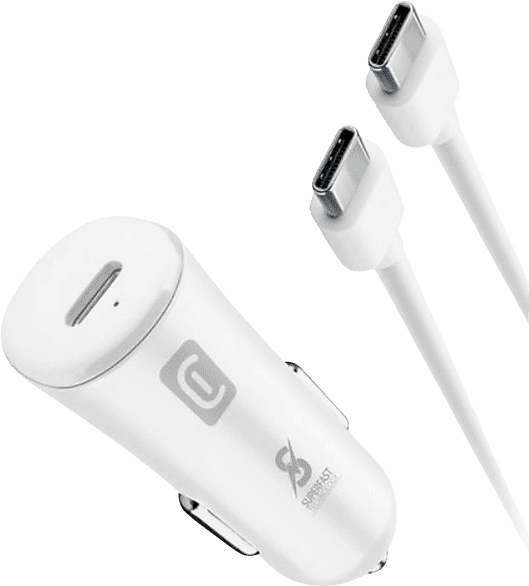 Cargador USB para coche - CellularLine CBRSMKITC2CPD25WW, 25W, USB-C, Universal, Blanco