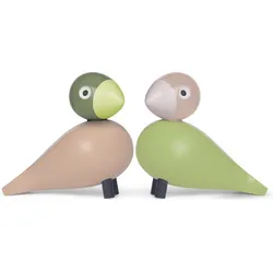Lovebirds Holzdekoration grün und rosa 2 St.