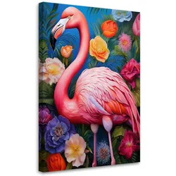 WANDBILD flamingo tierblumen