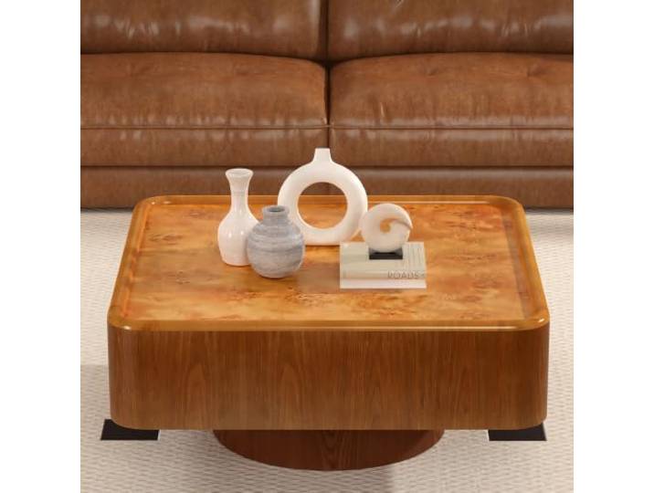 WUPDPQS Quadratisch Couchtisch für Wohnzimmer Quadratischer Couchtisch aus Holz Mid-Century-Modern, Landhausstil Wohnzimmertisch Beistelltisch für Home-Office