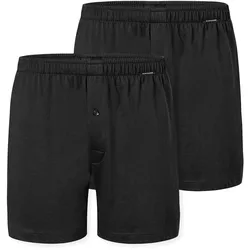 SCHIESSER Herren Jersey-Boxershorts, 2er Pack - 2Pack Boxershorts, Baumwolle, einfarbig Schwarz / 2XL