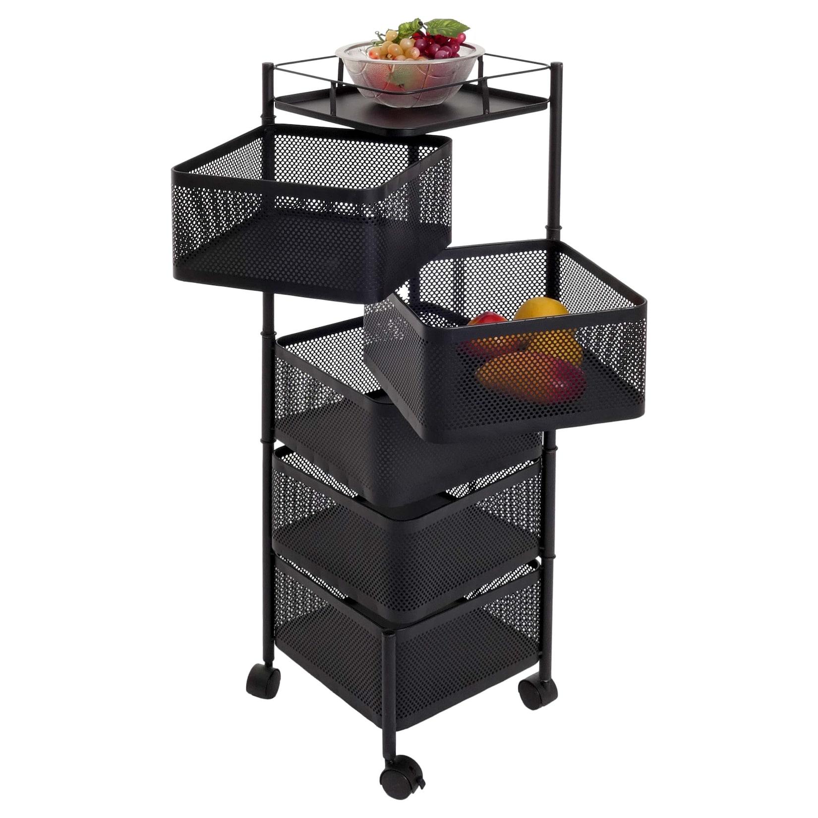 Rollregal MCW-N52, Rollwagen Multifunktionsregal Aufbewahrung Küche, rollbar Körbe schwenkbar Eisen 94x30x30cm ~ schwarz