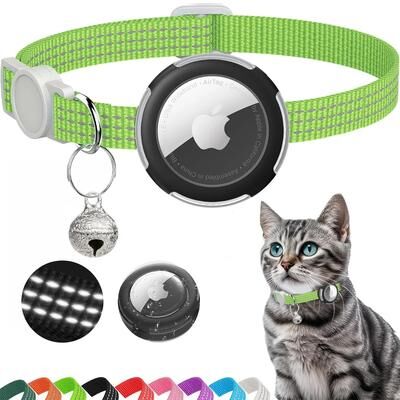 Inspired Living Lightweight AirTag Holder Cat Collar For Indoor And Outdoor Cats green(no Tracker)