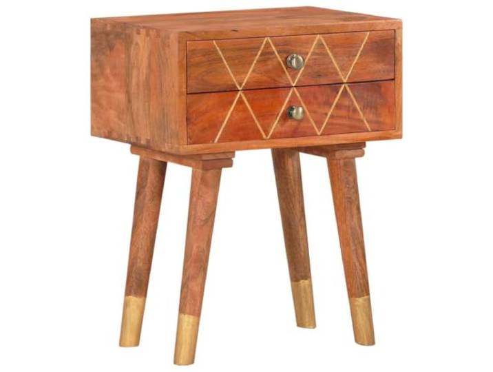 Heofavd Nachttisch Massivholz Mango 2 Schubladen 43x30x58 cm