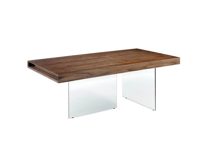 Angel Cerda Esstisch 1028, rechteckig, Nussbaum und gehärtetes Glas, Transparent, Walnussfarben, Nachbildung,Nussbaum, Essen/Getränk, Rechteckig,Rechteckig, 200x75x100 cm, Esszimmer, Esstische