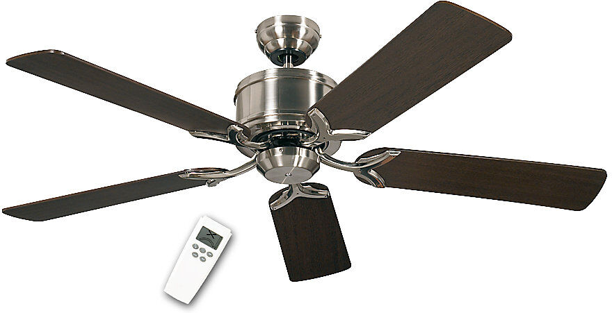 kaiserkraft Deckenventilator ECO ELEMENTS, Rotorblatt-Ø 1320 mm, Wenge / Ahorn / Chrom gebürstet
