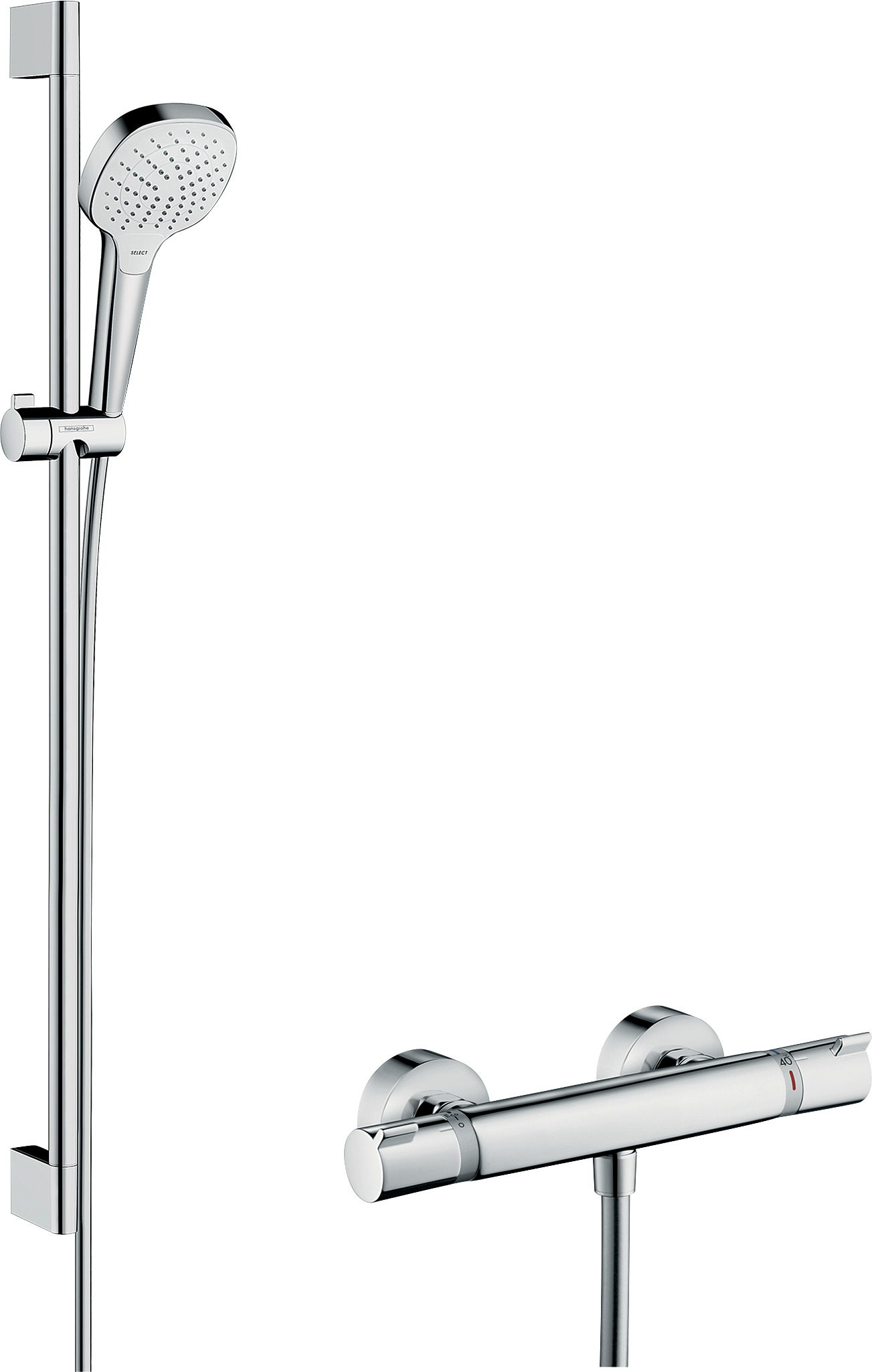 Hansgrohe Croma Select E Combi set de douche 27082400 blanc-chrome, 90 cm set de douche