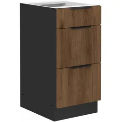 Küchen Unterschrank 40 cm Küche MONZA Okapi Nußbaum Soft-Close Küchenzeile