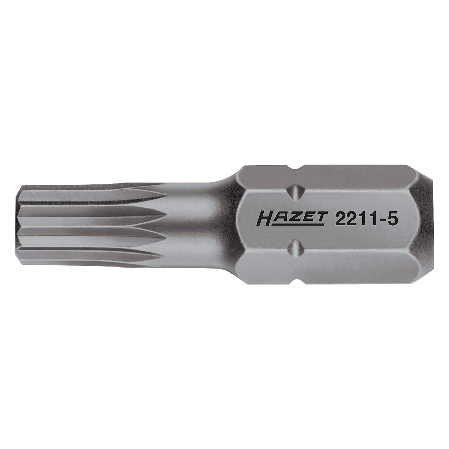 Hazet Bit 2211-5 Sechskant6,3 (1/4 Zoll) Innen Vielzahn Profil XZN M5 (2211-5)