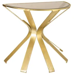 KONSOLENTISCH aus Metall und Glas, golden, 94x52x78cm