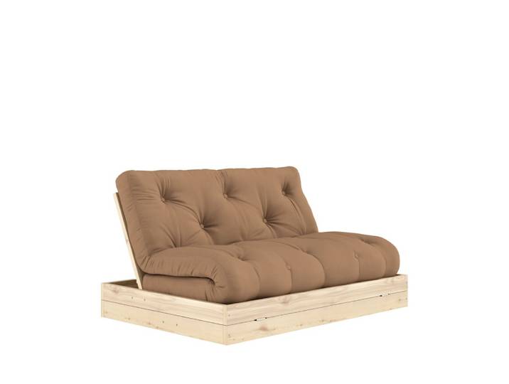 Canapé convertible 2,5 places en tissu et bois - bronze